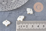 Pendentif feuille nacre blanche naturelle, perle fleur, 14mm,X10 (G0910)