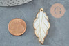Pendentif feuille nacre naturelle support doré 34-45mm, x1 (G3116)