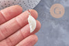 Pendentif feuille nacre naturelle zamac platine 27-29mm,création bijou nacre x1 (G10088)