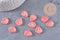 Pendentif feuille pétale verre rose corail 19mm, perles verre tchèque, perle végétale style art déco, x10 (G4191)