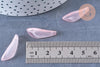 Pendentif feuille verre rose clair 25.5mm ,pendentif verre ,x10 (G6572)