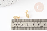 Pendentif feuille zamac doré 9.5mm, pendentif doré creation bijoux, x5 (G5458)