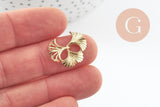 Pendentif feuilles gingko laiton,breloque laiton brut, bijou laiton,feuille Gingko, bijoux,pendentif laiton brut 20mm, x2 (G4558)