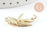 Pendentif feuilles laiton,breloque laiton brut, bijou laiton,feuille dorée pour création bijoux,pendentif laiton brut,27mm, x2 G4559