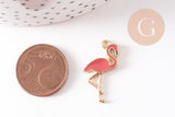 Pendentif flamant rose zamac doré,création de bijoux dorés sur le thème des oiseaux,26mm, x 10 G5472