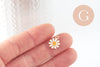 Pendentif fleur Marguerite doré émaillé zamac doré 14mm, x2 (G3657)