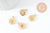 Pendentif fleur Marguerite doré émaillé zamac doré 14mm, x2 (G3657)