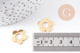 Pendentif fleur acier 304 inoxydable doré PVD percée 16mm, x1 (G10334)