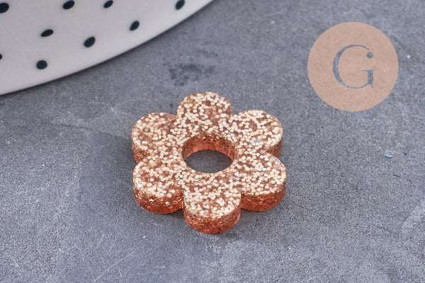 Pendentif fleur acrylique 20mm, x4 (G10271)