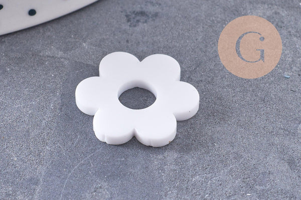 Pendentif fleur acrylique 20mm, x4 (G10271)