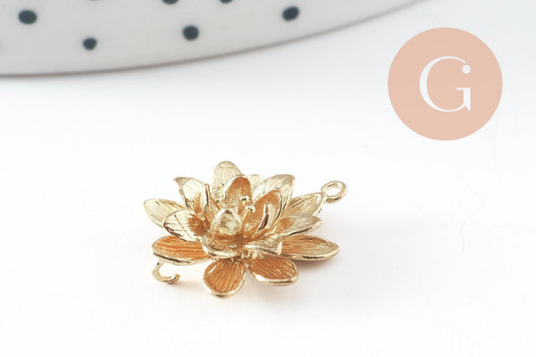 Pendentif fleur dalhia, Pendentif laiton brut,fleur laiton bijoux,pendentif laiton brut,18.5mm, x2 (G0440)