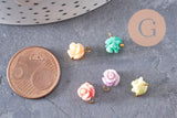 Pendentif fleur de rose résine multicolore support laiton doré 9x7mm, x10 (G4571)