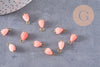 Pendentif fleur résine rose laiton doré 13mm, pendentif bourgeon fleur, x10 (G7087)
