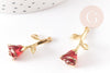 Pendentif fleur rose émail rouge laiton doré 27mm, x1 (G3245)