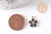 Pendentif fleur zamac doré émail noir 12mm, x5 (G6109)