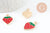Pendentif fraise doré émaillé rouge 20.5mm, x2 (G4528)