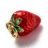 Pendentif fraise laiton doré 18K émail rouge 11.5mm, x1 (G5516)