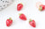Pendentif fraise laiton doré 18K émail rouge 11.5mm, x1 (G5516)