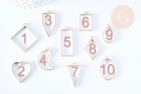 Pendentif géométrique support résine époxy zamac doré 33-49mm, x1 (G7089)