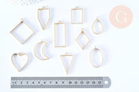 Pendentif géométrique support résine époxy zamac doré 33-49mm, x1 (G7089)