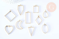 Pendentif géométrique support résine époxy zamac doré 33-49mm, x1 (G7089)