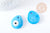 Pendentif goutte Mauvais Oeil verre bleu ciel 34x30mm,pendentif verre artisanal chance pour création bijoux, x1 G8852