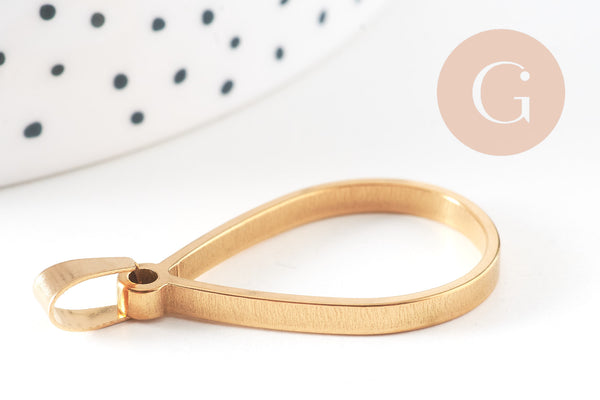 Pendentif goutte acier 304 inoxydable doré sans fond 28mm, x1 (G10794)