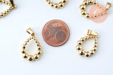 Pendentif goutte acier perlé doré inoxydable 22.5mm, x1 (G6081)