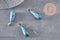Pendentif goutte agate naturelle bleu acier inoxydable platine 28mm, x1 (G11117)