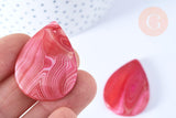 Pendentif goutte agate naturelle rose 40-44mm pendentif pierre agate naturelle ,bijoux en pierre naturelle, x1 (G8384)