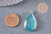 Pendentif goutte agate vert support doré, pendentif pierre,agate naturelle,agate verte,création bijoux, pierre naturelle, 32mm, x1 G2435