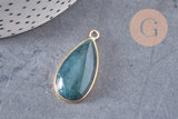 Pendentif goutte agate verte mousse naturelle 33mm, x1 (G1469)