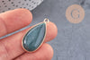 Pendentif goutte agate verte mousse naturelle 33mm, x1 (G1469)