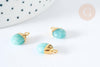 Pendentif goutte amazonite naturelle argent 925 doré 18K 20mm, x1 (G7720)