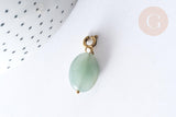 Pendentif goutte amulette losange aventurine naturelle acier inoxydable doré 29mm, x1 (G7626)