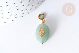 Pendentif goutte amulette losange aventurine naturelle acier inoxydable doré 29mm, x1 (G7626)