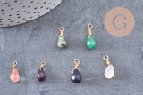 Pendentif goutte aventurine améthyste quartz rose cherry quartz 16mm, x1 (G4502)