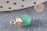 Pendentif goutte aventurine naturelle fer doré 14mm, x2 (G0152)
