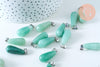 Pendentif goutte aventurine naturelle roulée acier inoxydable platine 28mm, x1 (G6171)