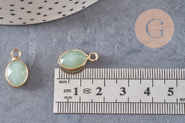 Pendentif goutte aventurine verte naturelle 17mm, x1 (G3056)