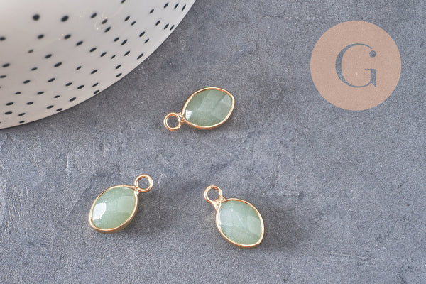 Pendentif goutte aventurine verte naturelle 17mm, x1 (G3056)