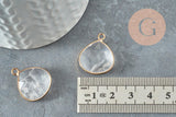 Pendentif goutte cristal doré,pendentif cristal transparent, pendentif pierre,cristal naturel, pendentif collier,23mm, x1 G1175