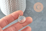 Pendentif goutte cristal doré,pendentif cristal transparent, pendentif pierre,cristal naturel, pendentif collier,23mm, x1 G1175