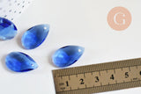 Pendentif goutte cristal facetté bleu roi 22mm,pendentif cristal, x1 (G6364)