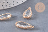 Pendentif goutte cristal transparent facetté laiton doré 25.5mm, x1 (G3105)