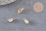 Pendentif goutte doré 24 carats zircon blanc 11x4mm, x5 (G3631)