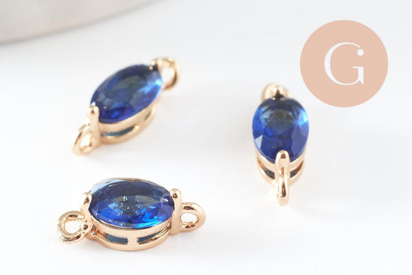 Pendentif goutte doré 24 carats zircon bleu,pendentif cristal, pendentif doré cristal, 11x4mm, x5 G3918