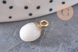 Pendentif goutte jade blanc naturel 14mm, x1 (G3721)