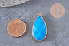 Pendentif goutte jade bleu doré, pendentif jade, pendentif pierre,jade naturel, jade teinté bleu,33mm, x1 G5224