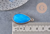 Pendentif goutte jade bleu doré, pendentif jade, pendentif pierre,jade naturel, jade teinté bleu,33mm, x1 G5224